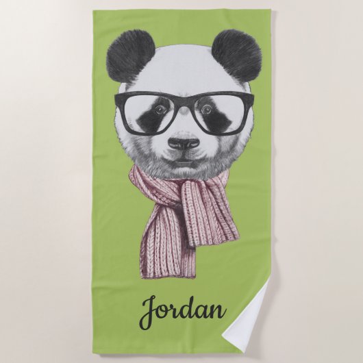 Winter Ready Panda Beer | Jouw namen toevoegen Strandlaken (Voorkant)