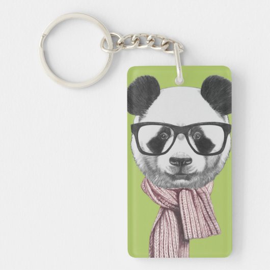 Winter Ready Panda Beer Sleutelhanger (Voorkant)