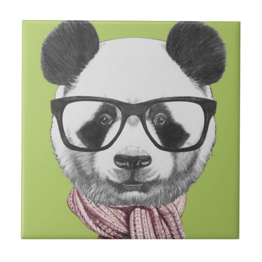 Winter Ready Panda Beer Tegeltje (Voorkant)