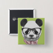 Winter Ready Panda Beer Vierkante Button 5,1 Cm (Voorkant /achterkant)