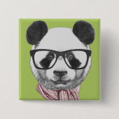 Winter Ready Panda Beer Vierkante Button 5,1 Cm (Voorkant)