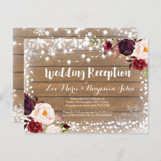 Winter Receptie Trouwbehuizing kaarten (Voorkant / Achterkant)