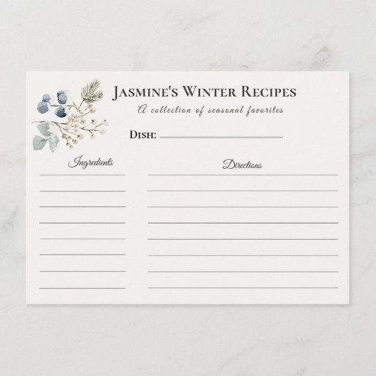 Winter Recipe Card – Kitchen Stationery Aankondiging (Voorkant)