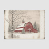 Winter Red Barn Tissuepapier (Voorkant)