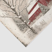 Winter Red Barn Tissuepapier (Detail)