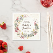 Winter Red Berries Botanical Wreath Wedding Servet (Insitu)