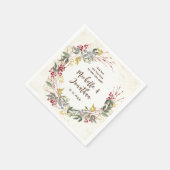 Winter Red Berries Botanical Wreath Wedding Servet (Hoek)