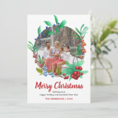 Winter Red Berries met kerstfoto's Feestdagenkaart (Staand voorkant)