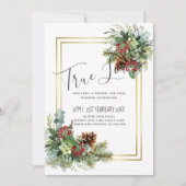 Winter Red Berries Pine Cones Wedding (Voorkant)