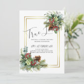 Winter Red Berries Pine Cones Wedding (Staand voorkant)