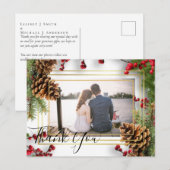 Winter Red Berries Pine Cones Wedding Briefkaart (Voorkant / Achterkant)