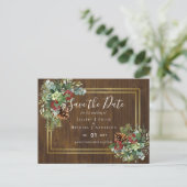 Winter Red Berries Pine Cones Wedding Briefkaart (Staand voorkant)