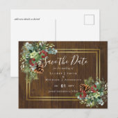 Winter Red Berries Pine Cones Wedding Briefkaart (Voorkant / Achterkant)