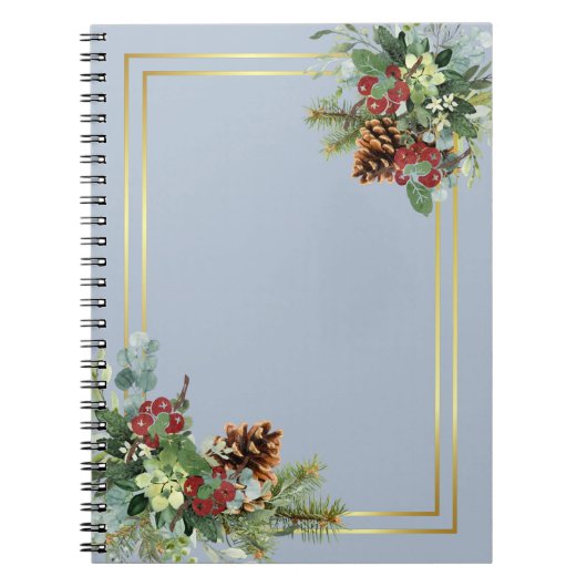 Winter Red Berries Pine Cones Wedding Notitieboek (Voorkant)