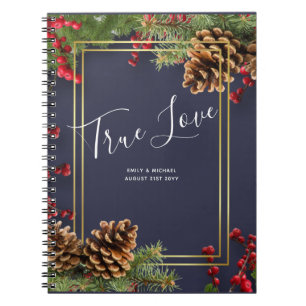 Winter Red Berries Pine Cones Wedding Notitieboek