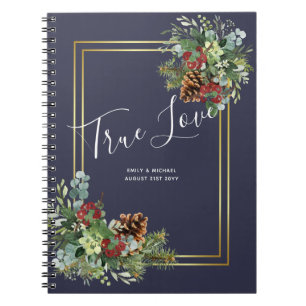 Winter Red Berries Pine Cones Wedding Notitieboek