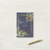 Winter Red Berries Pine Cones Wedding Post-it® Notes (Op bureau)