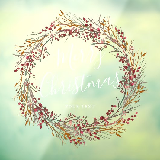 Winter Red Berry Wreath Merry Kerstmis Raamsticker (Vel 3)