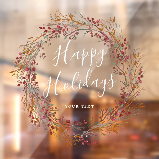 Winter Red Berry Wreath Prettige feestdagen Raamsticker (Vel 2)