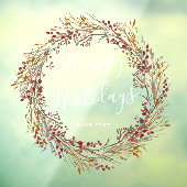 Winter Red Berry Wreath Prettige feestdagen Raamsticker (Vel 3)