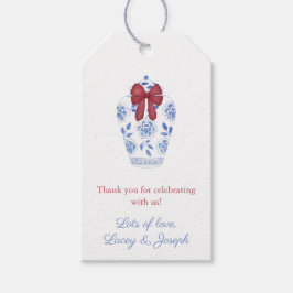 Winter Red Bow Ginger Jar Vrijgezellenfeest Favori Cadeaulabel