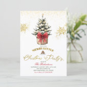 Winter Red Bow Merry Little Christmas Party Kaart (Staand voorkant)