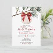 Winter Red Bow Ornament Merry Little Vrijgezellenf Kaart (Staand voorkant)