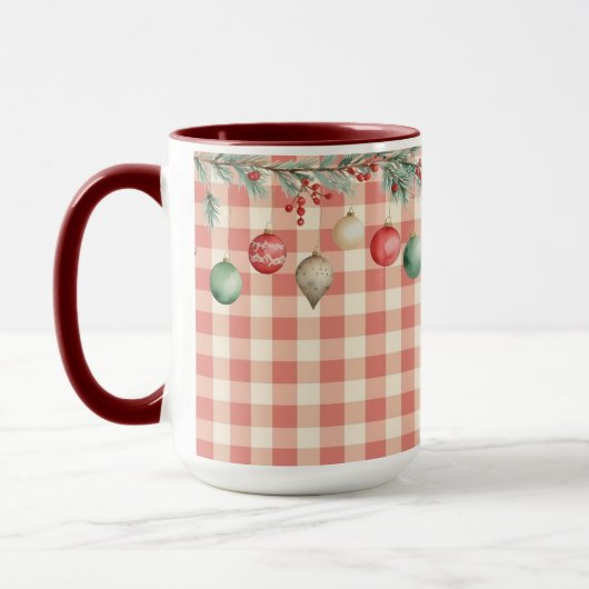 Winter Red Christmas gingham with ornaments Mok (Links)