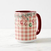 Winter Red Christmas gingham with ornaments Mok (Voorkant rechts)