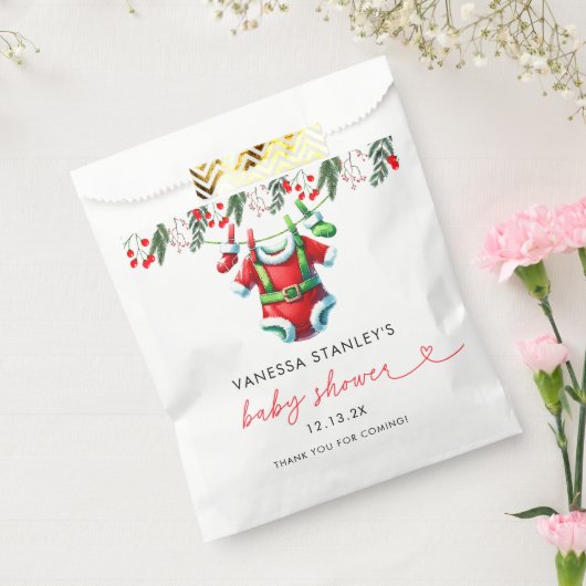 Winter Red Christmas Santa Baby shower Bedankt Bedankzakje (Gezegeld)