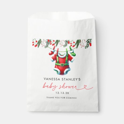 Winter Red Christmas Santa Baby shower Bedankt Bedankzakje (Voorkant)