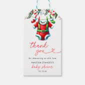 Winter Red Christmas Santa Baby shower Bedankt Cadeaulabel (Voorkant)