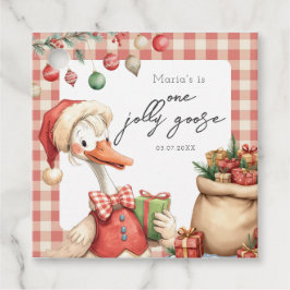 Winter Red Christmas Silly Goose 1st birthday Bedankjes Labels