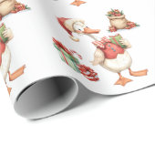 Winter Red Christmas Silly Goose 1st birthday Cadeaupapier (Rol Hoek)