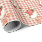 Winter Red Christmas Silly Goose  1st birthday Cadeaupapier (Rol Hoek)