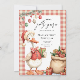 Winter Red Christmas Silly Goose 1st birthday Kaart