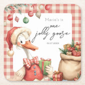 Winter Red Christmas Silly Goose  1st birthday Kartonnen Onderzetters (Voorkant)