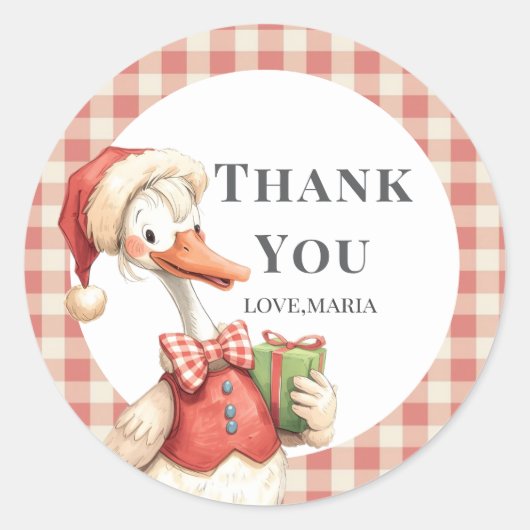 Winter Red Christmas Silly Goose  1st birthday Ronde Sticker (Voorkant)