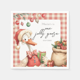 Winter Red Christmas Silly Goose 1st birthday Servet