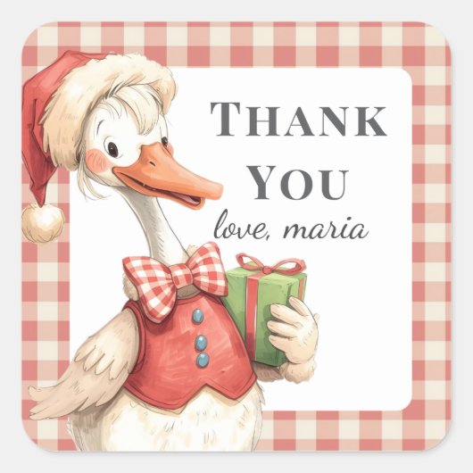 Winter Red Christmas Silly Goose  1st birthday Vierkante Sticker (Voorkant)
