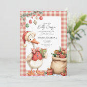Winter Red Christmas Silly Goose Baby Shower Kaart (Staand voorkant)
