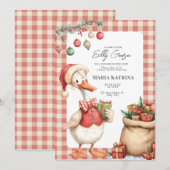 Winter Red Christmas Silly Goose Baby Shower Kaart (Voorkant / Achterkant)