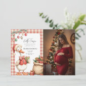 Winter Red Christmas Silly Goose Baby Shower Kaart (Staand voorkant)