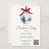 Winter Red Coquette Bow Ribbon QR Kerstfeest Kaart (Voorkant)