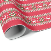 Winter Red en Green Kerstmis Isle Cadeaupapier (Rol Hoek)