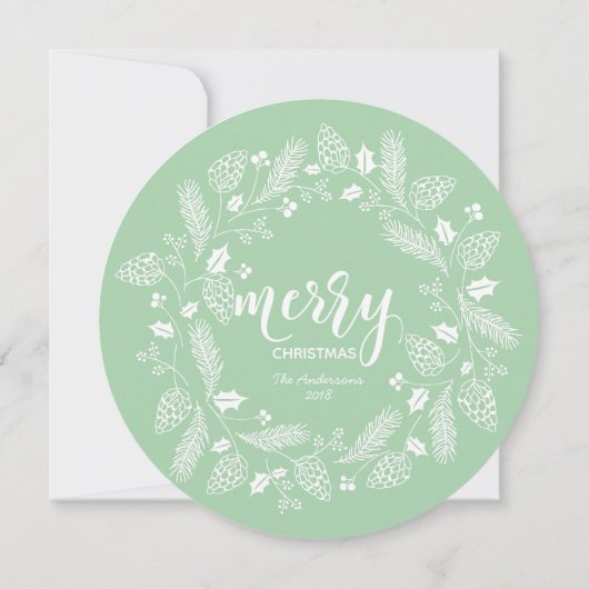 Winter Red en Green Pine en Holly Kerstmis Wreath Kaart (Achterkant)