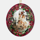 Winter Red Floral Wreath Flannel serie Foto Keramisch Ornament (Links)