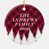 Winter Red Floral Wreath Flannel serie Foto Keramisch Ornament (Achterkant)