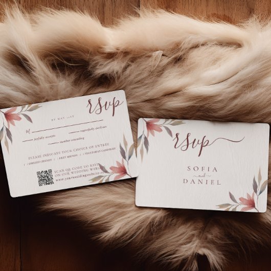 Winter Red Flower Waterverf bruiloft RSVP Kaartje