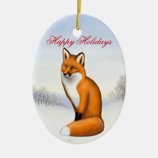 Winter Red Fox Customizable Ornament (Voorkant)